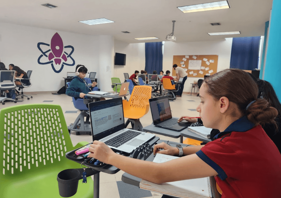 Students engaged in collaborative classroom learning