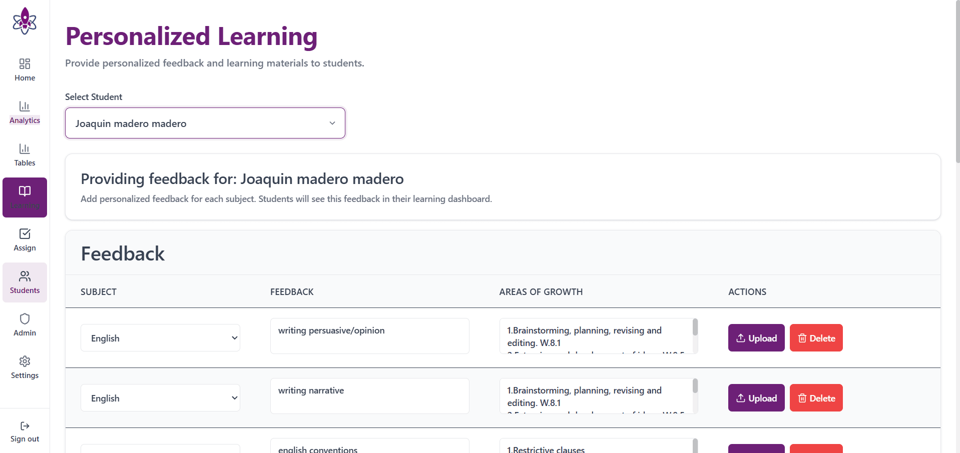 Quantum system screenshot showing student learning interface